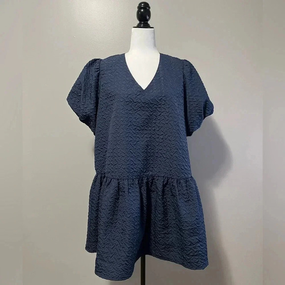 Hudson North Easy V  neck Short Sleeve Short Dress Midnight Blue - Picture 6 of 16